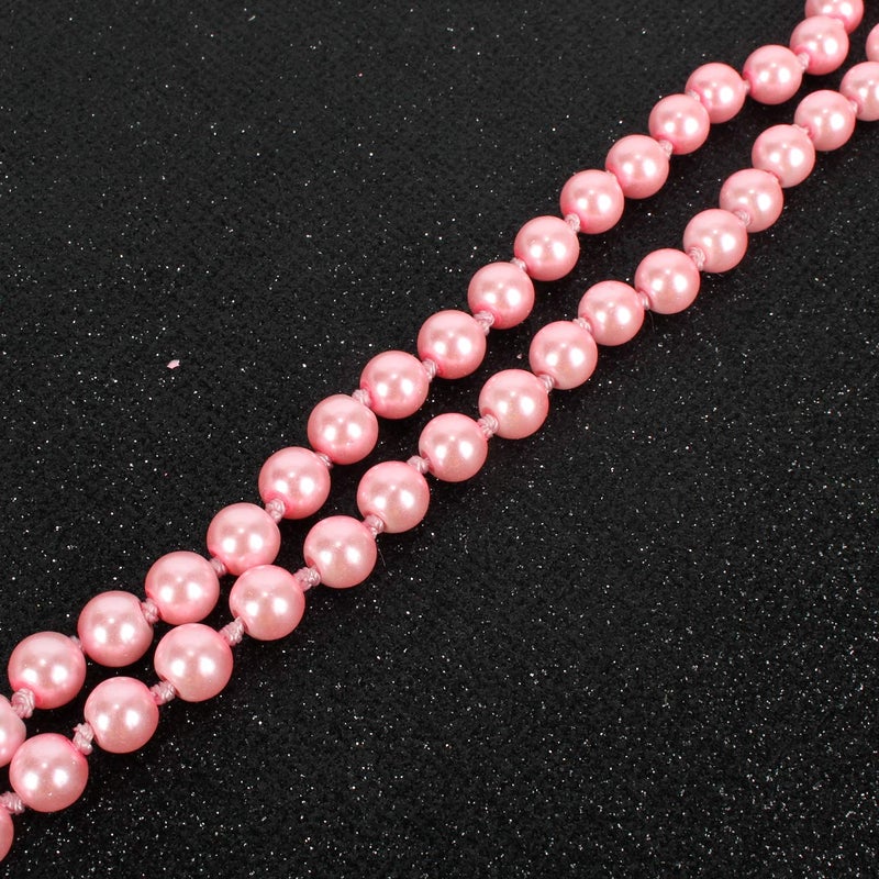 KOSMOS-LI 1920s Retro Faux Pearls Pink Beads Cluster Long Pearl Necklace 58" for Women Jewelry - Image 4